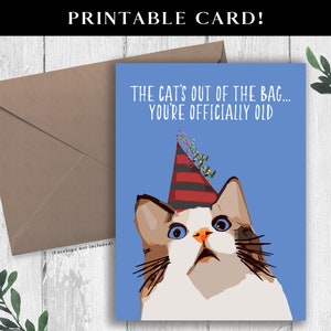 Carte d'anniversaire de chat imprimable. Carte d'anniversaire drôle de chat. Carte de chat à téléchargement numérique. Carte d'anniversaire imprimable pour amoureux des chats.