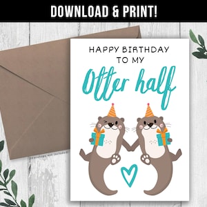 DOWNLOAD DIGITAL Cartão de aniversário engraçado para ele, ela, esposa, marido, namorado, namorada, Cartão de lontra fofo, Cartão de trocadilho com minha meia lontra, Trocadilho engraçado