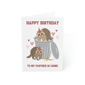 Funny Raccoon Birthday Card, Cute Birthday Card for Friend, Funny Birthday Card for Her, Girlfriend, Wife, Silly Raccoon in Trash Can Card image 4