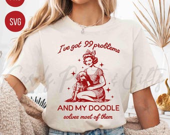 Digital Download Goldendoodle Mama PNG SVG, Labradoodle Dog Owner Gift, Vintage Girl Doodle Dog Lover Clipart - Personal/Commercial PNG