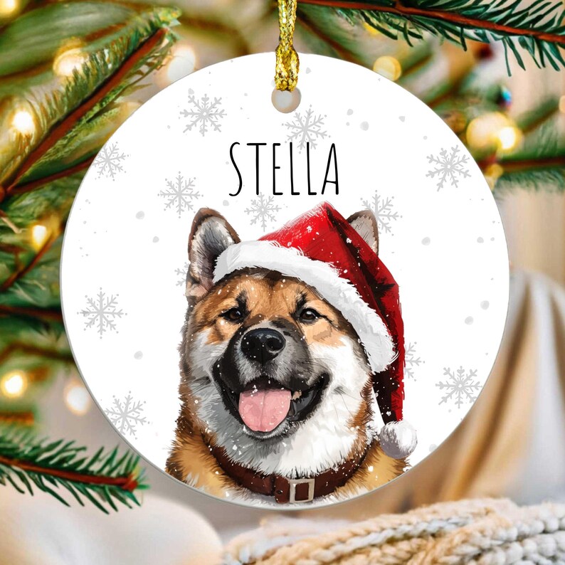 Personalized Akita Christmas Ornament, Custom Name Red Akita Dog Mom