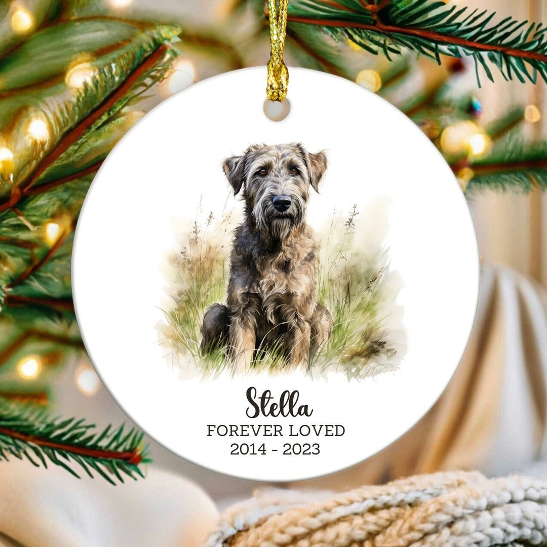 Irish Wolfhound Dog Memorial Ornament, Custom Dog Ornament, in Memory