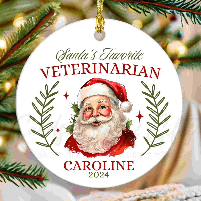 Personalized Veterinarian Ornament, Vintagestyle Santas Favorite