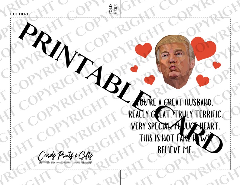 DIGITAL DOWNLOAD Funny Trump Card for Husband Trump - Etsy