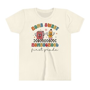 Homeschool Kids Shirt, Home Sweet Homeschool, Cute Homeschooler Youth Tshirt, Back to School Elementary Tee Retro Homeschool Tee K-8th Grade image 7