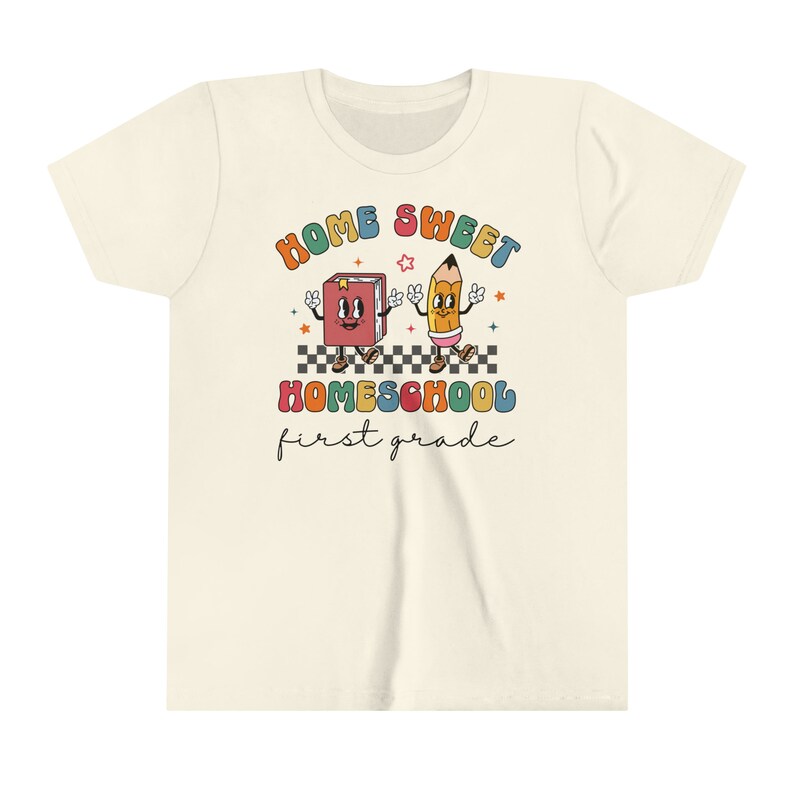 Homeschool Kids Shirt, Home Sweet Homeschool, Cute Homeschooler Youth Tshirt, Back to School Elementary Tee Retro Homeschool Tee K-8th Grade image 7