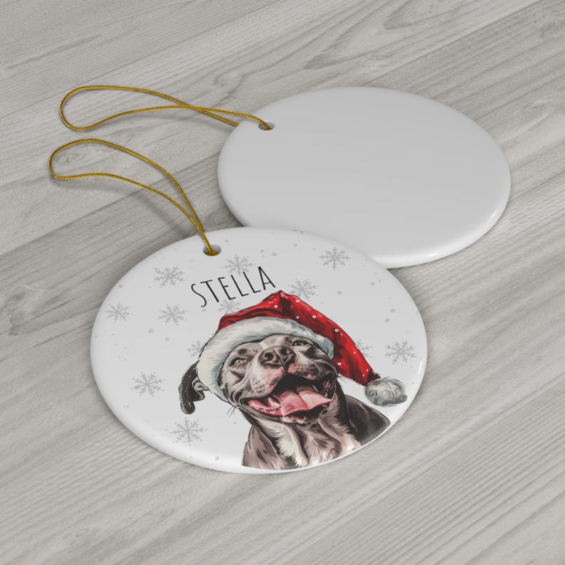 Personalized Pitbull Ornament, Custom Name Bully Dog Mom Ornament, Pet