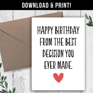 TÉLÉCHARGEMENT NUMÉRIQUE Carte d'anniversaire drôle. Carte d'anniversaire imprimable simple et amusante pour elle, lui, petite amie, petit ami, femme, mari, conjoint.