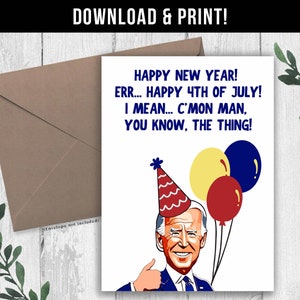 DIGITALE DOWNLOAD Grappige Joe Biden verjaardagskaart, hilarische verjaardagskaart voor hem haar, afdrukbare president Biden kaart C'Mon Man je kent het ding