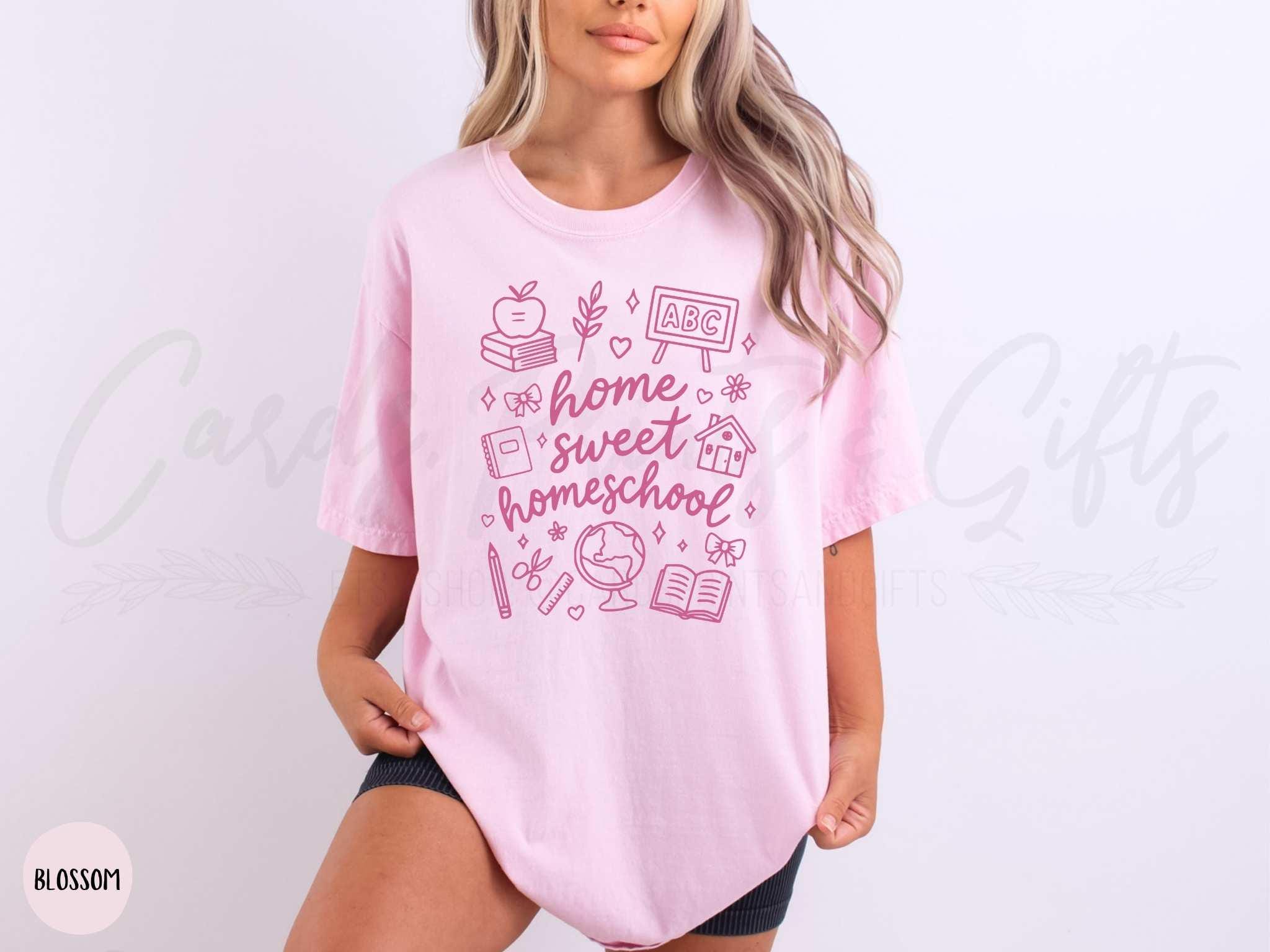 Comfort Colors® Home Sweet Homeschool Mom Tshirt, Coquette Bow Doodle Homeschool Mama Shirt, Cute Home Educator Homeschooling Co-Op Shirt