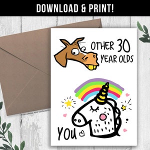 TÉLÉCHARGEMENT NUMÉRIQUE Funny 30th Birthday Card for Her, Him, Boyfriend, Girlfriend, Dirty Thirty, 30th Birthday Gift for Women, Best Friend
