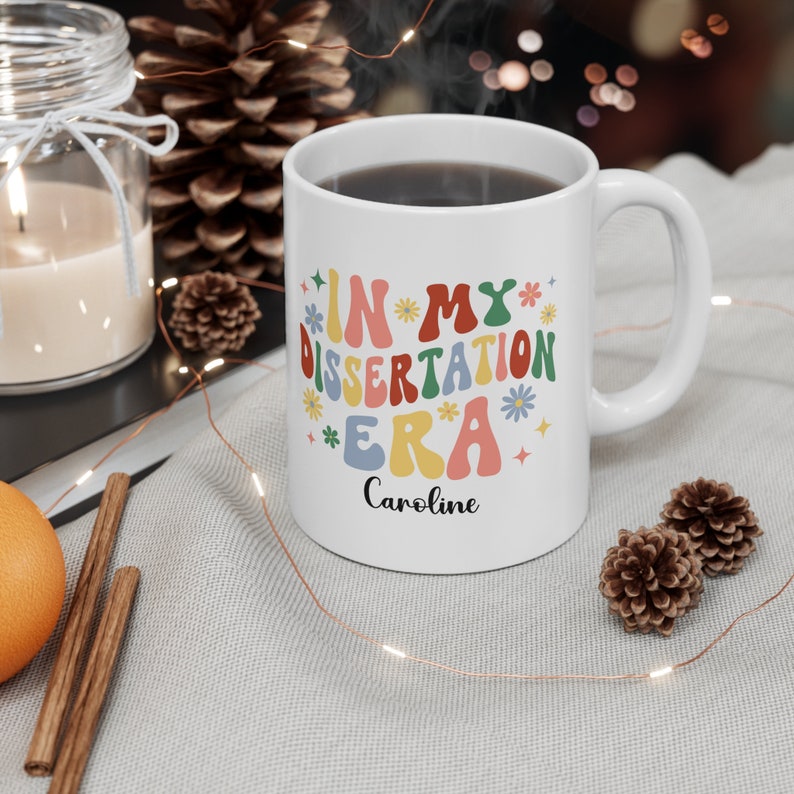 Personalized In My Dissertation Era Mug, Custom Name Dissertation Gift, Gift for PHD Candidate, Funny Dissertation Gift, Retro Doctorate Mug image 4