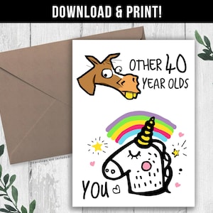 DIGITALER DOWNLOAD Lustige 40. Geburtstagskarte für Sie, Ihn, Freund, Freundin, Vierzig, Vierzigsten, 40. Geburtstagsgeschenk für Frauen, beste Freundin