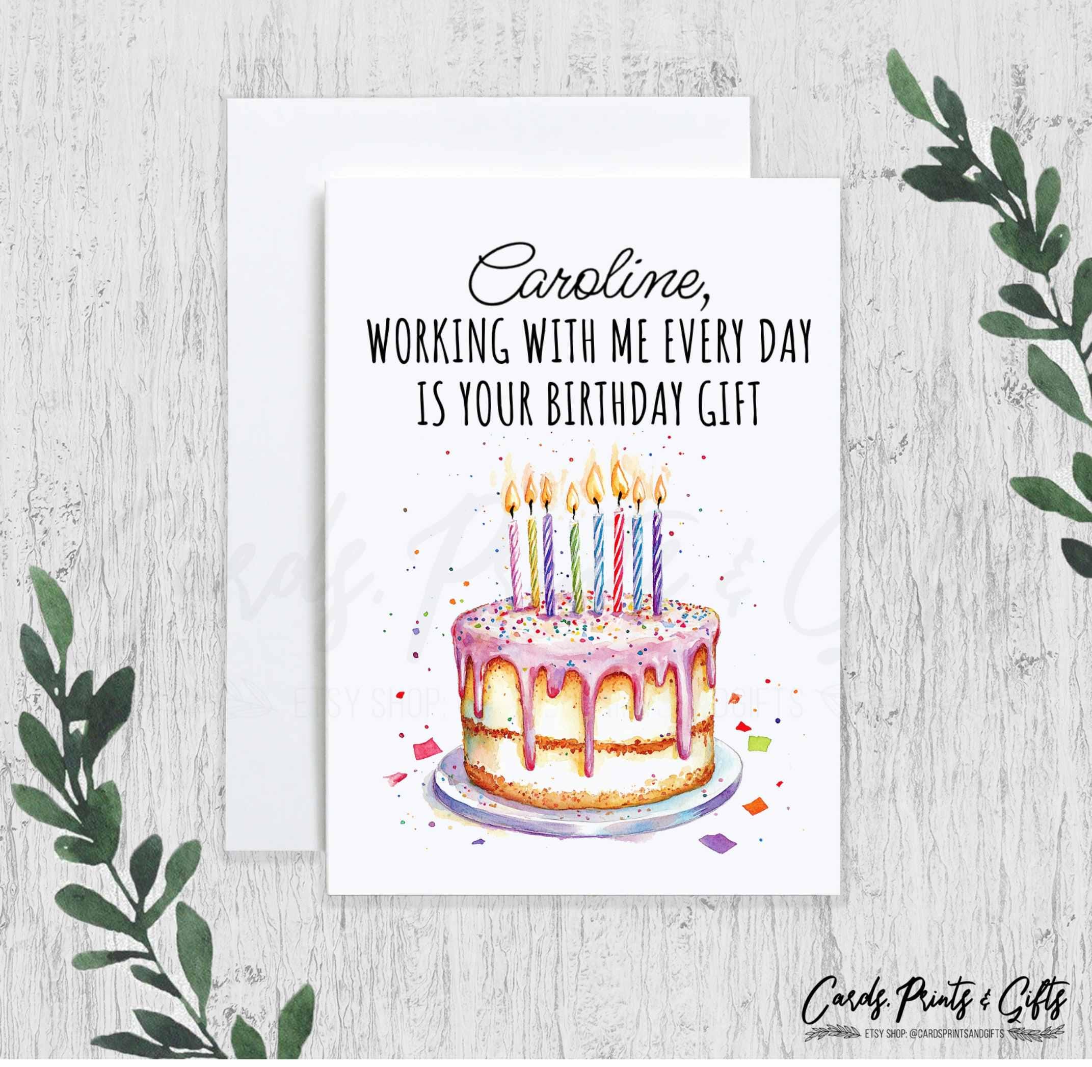 Personalized Funny Coworker Birthday Card, Funny Custom Name Sarcastic Gift for Coworker Best Friend, Work Bestie Card, Boss Employee Gift