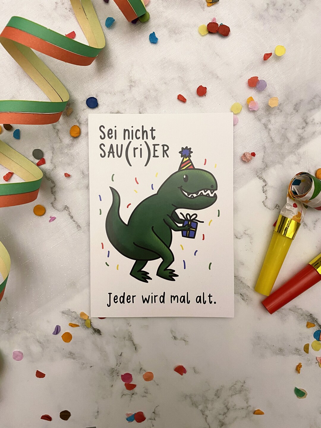 WBdesignz Geburtstagskarte 'Sei Nicht Saurier' – DIN A6, 300g/m² Papier, Mit Umschlag