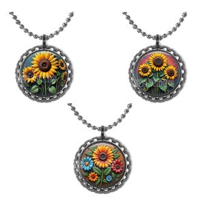 Pendant, Necklace, Flowers Pendant, Flowers Necklace, Sunflower Necklace, Sunflower Pendant, Sunflowers, Flowers,