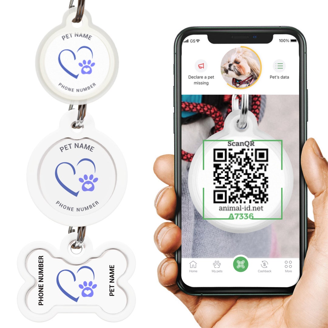 Digital Dog Tag Qr Code Id, Silent Dog Pet Tag, QR Pet Id Tag, Resin
