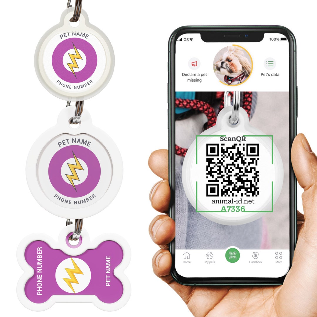 Qr Code Dog Id Tag Qr Code Dog and Cat Id Tag Dog Collar Id Etsy