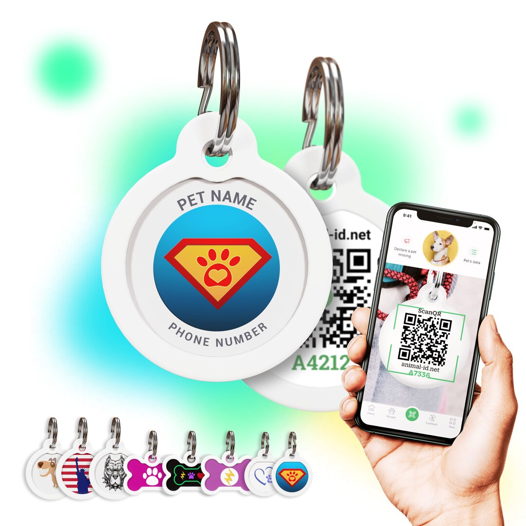 Dog Tags for Dogs Personalized Engraved Dog Tag Qr Code Gift Etsy