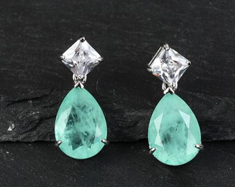 Green Malachite Sterling Silver Plated 5 grams Stud// Earring 12 mm Modern Fashion Handmade Art Jewelry