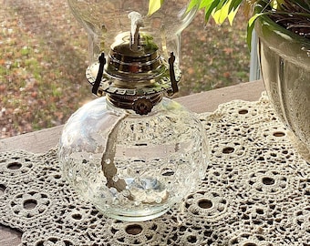 Vintage 1980s | Lamplight Farms | Clear Hobnail | Hurricane Lamp