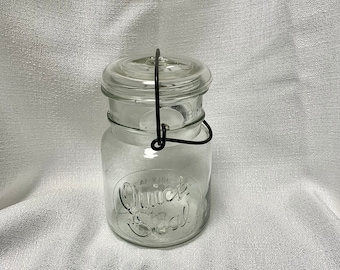 Antique 1920s Quick Seal | Clear 1 Pint (16 oz) | Product Line/Trade Name Glass Canning Jar/Lightning Jar/Fruit Jar/Mason Jar