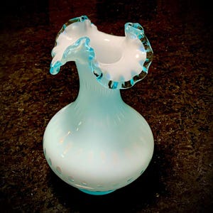 Vintage 1961-1962 | Fenton Art Glass | Powder Blue Overlay