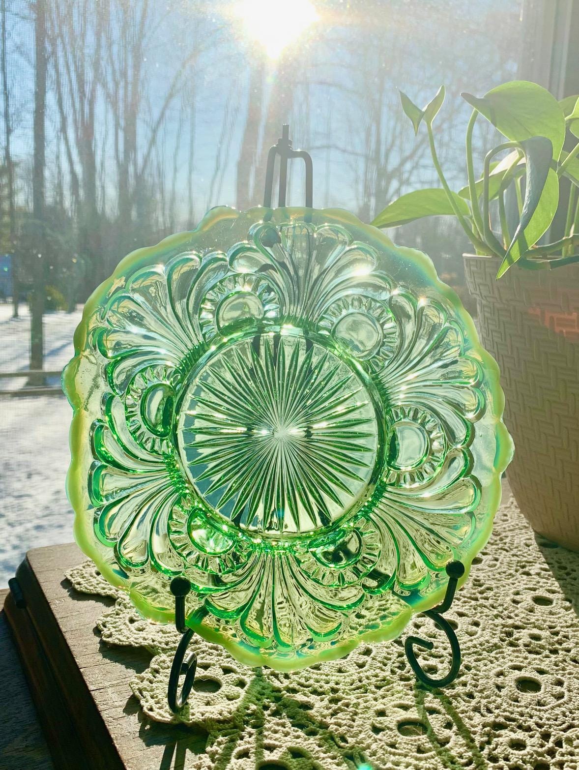 ジェファーソン　グラス　グリーンオパールセント　フェントン Antique 1905 | Jefferson Glass Company | Green Opalescent | EAPG