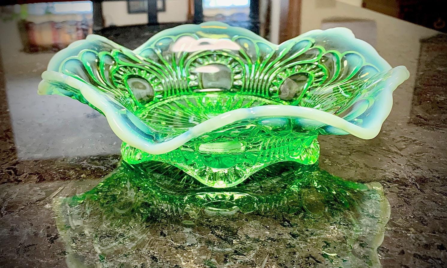 Antique 1905 | Jefferson Glass Company | Green Opalescent