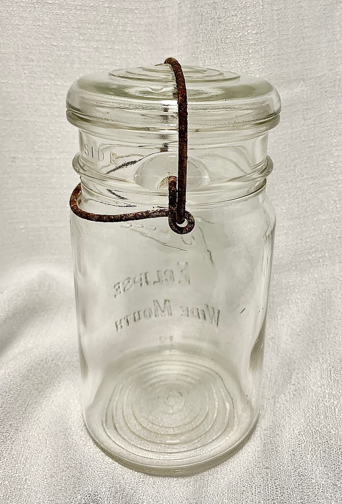 Vintage Ball Eclipse Wide Mouth Round Clear 1 Quart 32 Oz Glass Canning