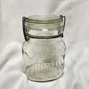 EXTREMELY RARE - Error Run | Antique Oval Shaped SKO &quot;Wears&quot; | Clear 1 Pint (16 oz) | Glass Canning Jar/Lightning Jar with KantKracK Lid