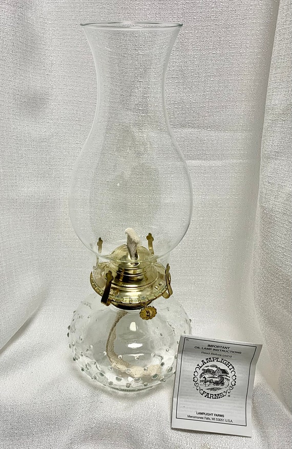 Vintage 1980s | Lamplight Farms | Clear Hobnail | Hurricane Lamp