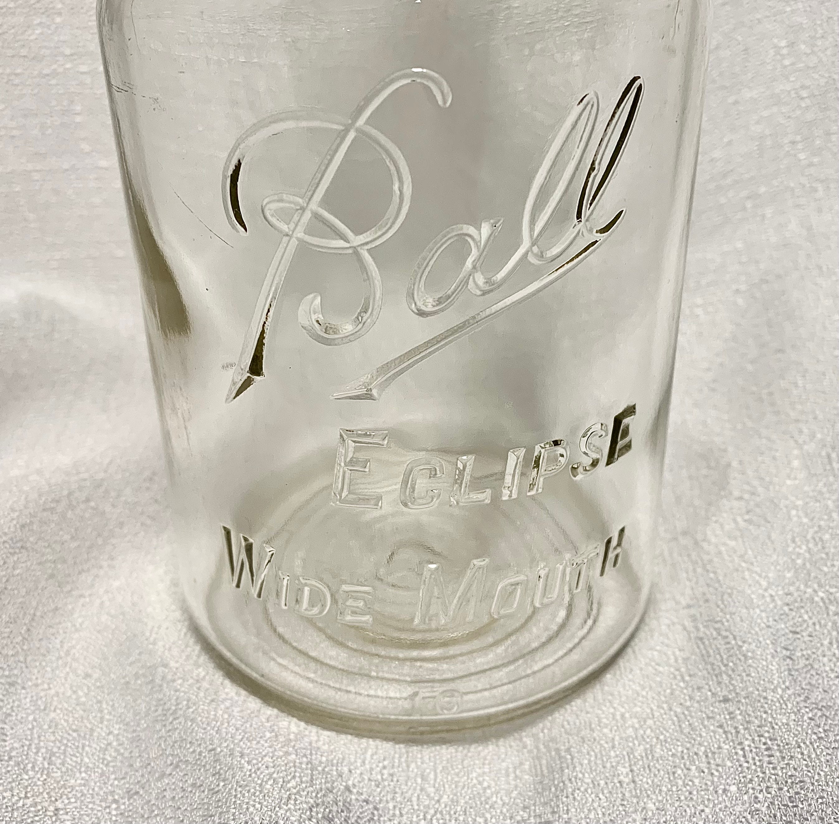 Vintage Ball Eclipse Wide Mouth Round Clear 1 Quart 32 Oz Glass Canning