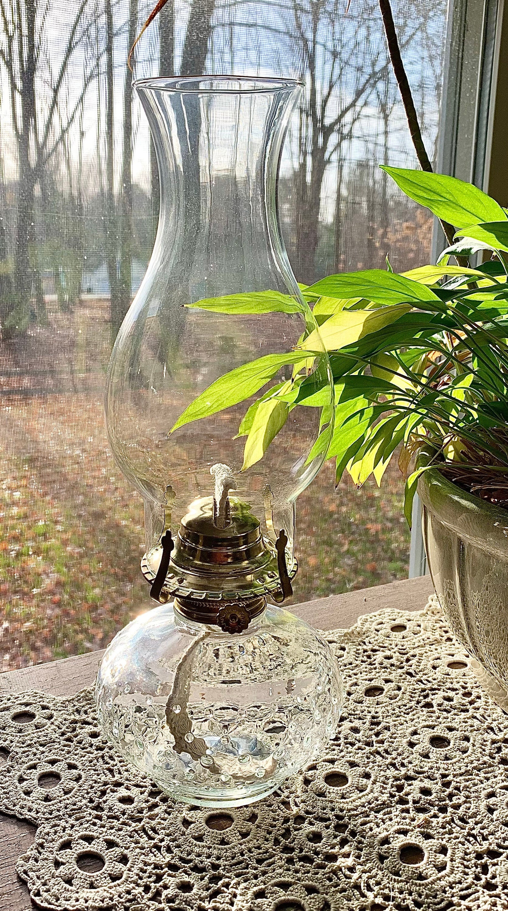 ヴィンテージ【LamplightFarms】オイルランプ 高さ約42.5㎝未使用 Vintage 1980s | Lamplight Farms | Clear Hobnail | Hurricane Lamp