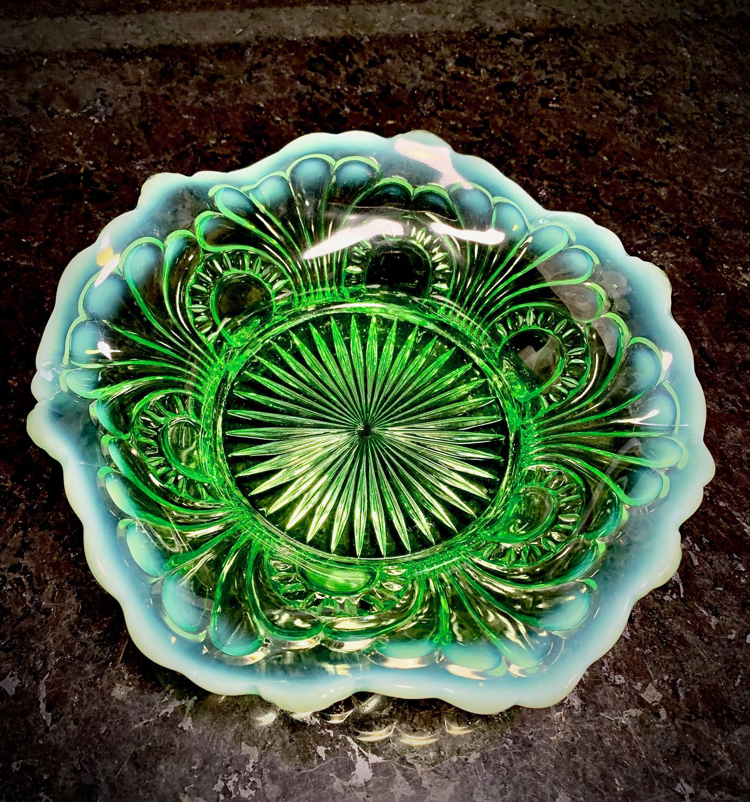Antique 1905 | Jefferson Glass Company | Green Opalescent | EAPG