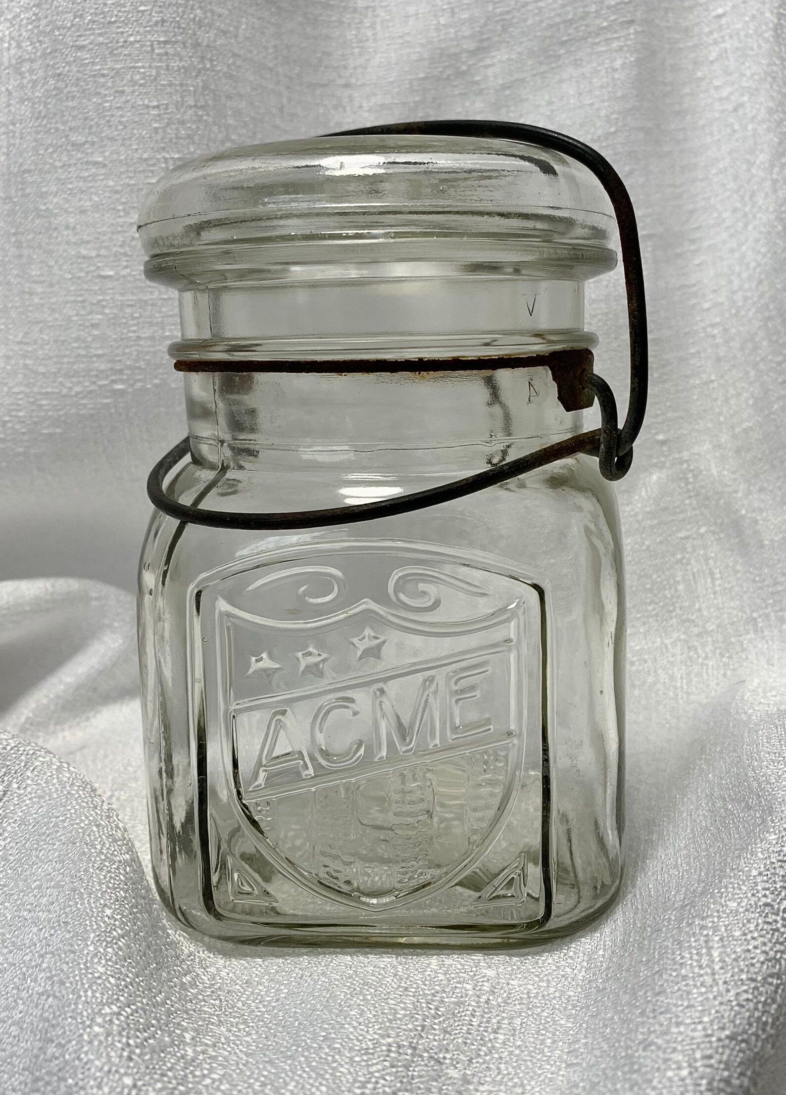 Antique Acme Glass Company Square Mason Jar/canning Jar/fruit Jar 1