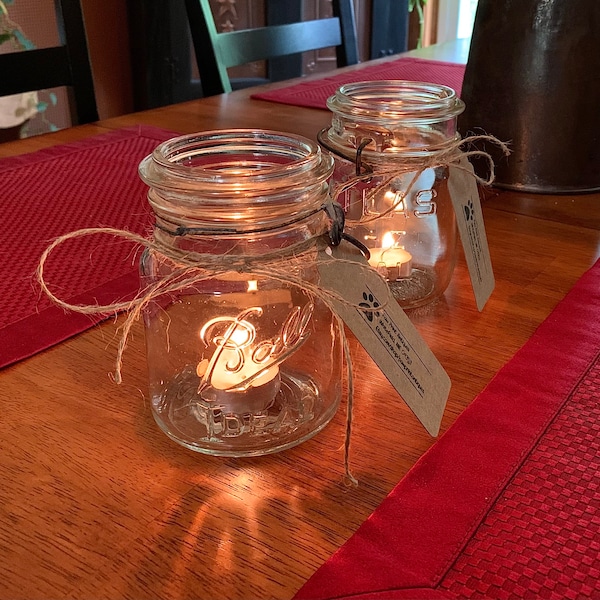 Tea Light Candle | Centerpiece/Wedding/Gift Idea | in Antique Mason Jars/Canning Jars 1 Pint (16 oz)