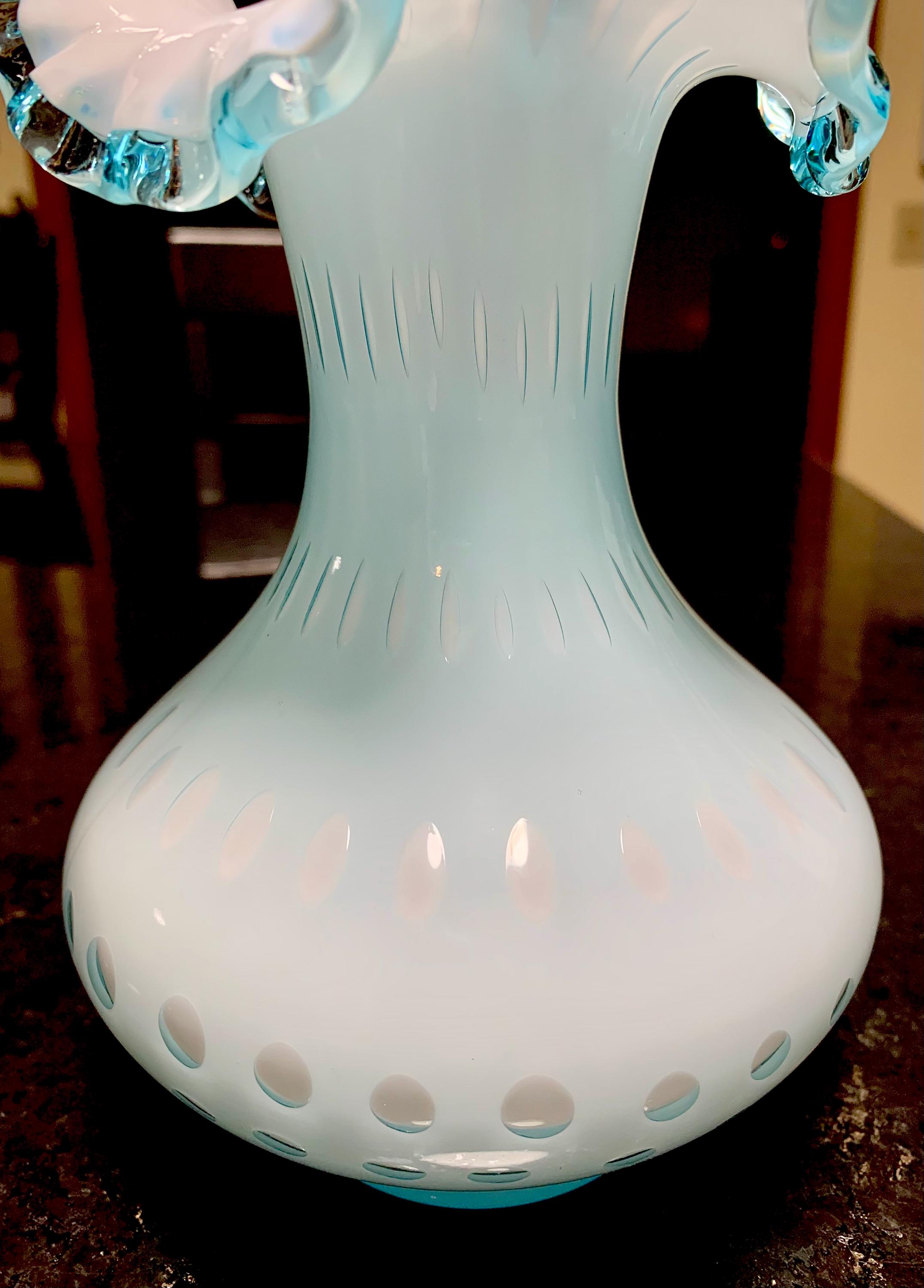 Vintage 1961-1962 | Fenton Art Glass | Powder Blue Overlay (cased