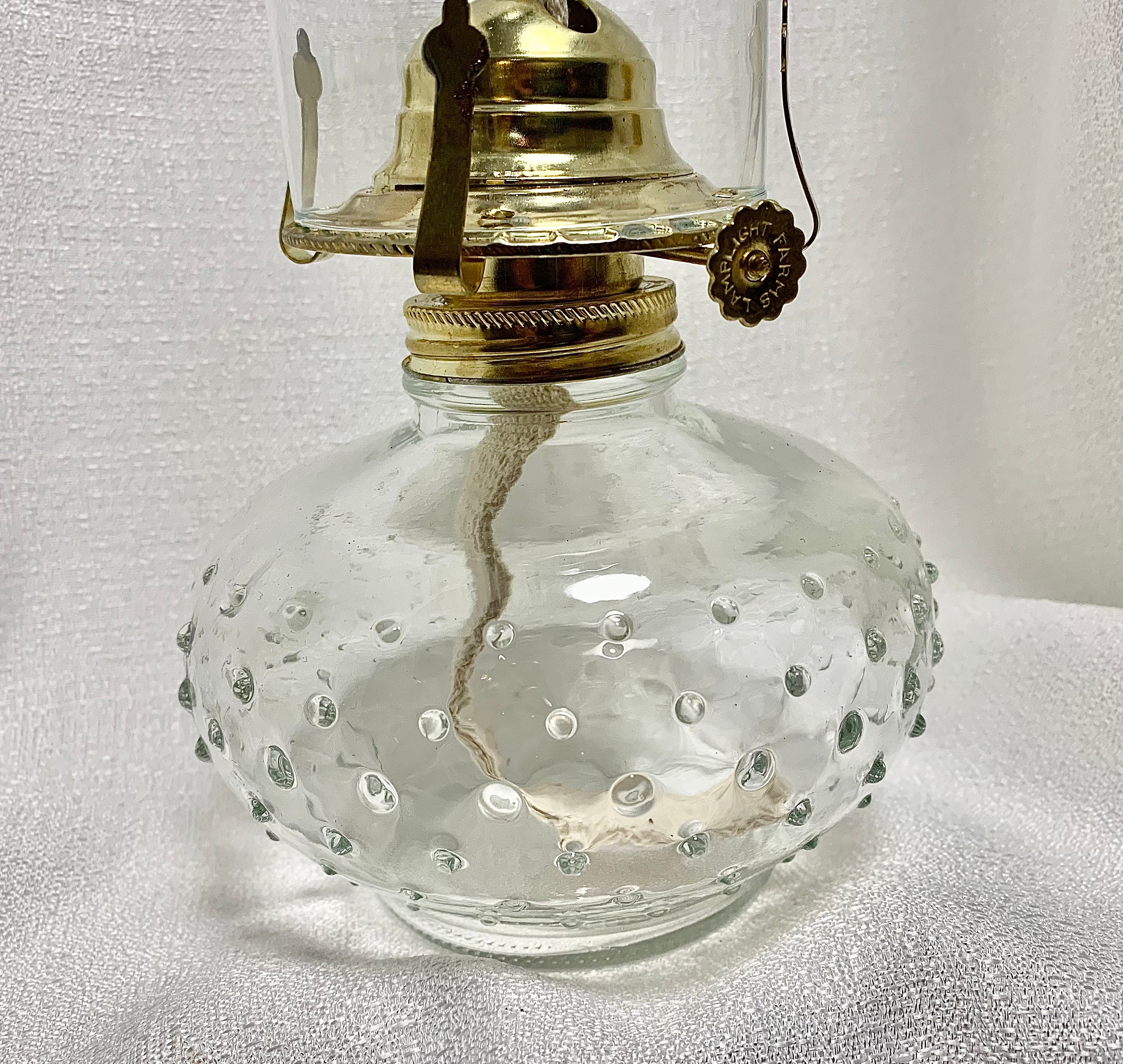 Vintage 1980s | Lamplight Farms | Clear Hobnail | Hurricane Lamp