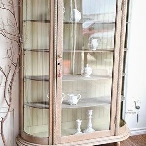 Vintage China Cabinet Kitchen Hutch Dining Room Hutch Claw Foot Tiger hutch Display Cabinet Antique China hutch Vintage Curio Linen Cabinet image 9