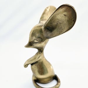 Handcrafted Brass Mouse Statue: Vintage Home Office Decor
