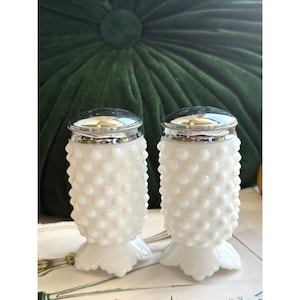 Vintage Fenton Hobnail Milk Glass Shakers - Mid-Century Modern Decor