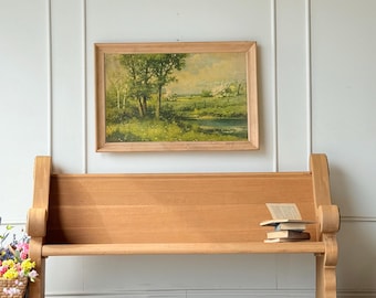 Antique Church Pew | Vintage Tiger Oak Church Pew | Entryway Bench | Vintage Home Decor | Free Shipping