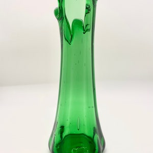 Vintage Green Glass Swung Vase: Mid Century Modern Five Finger Decor