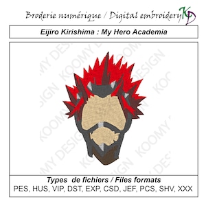 Eijiro: My Hero Academia - 4&quot;x4&quot; digital embroidery