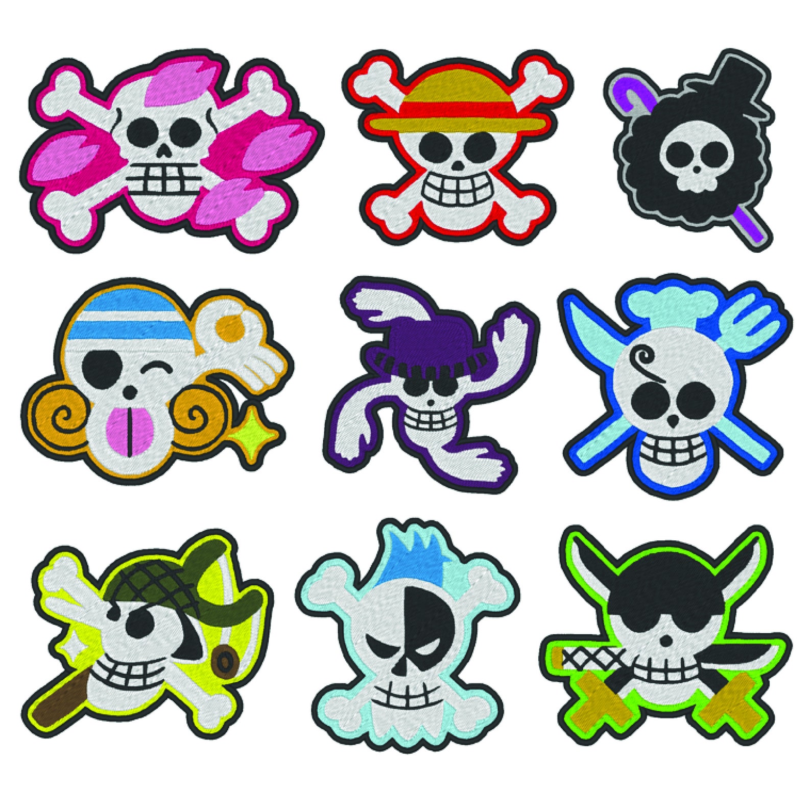 Straw Hat Crew crane One Piece Digital Embroidery 4x4 Etsy