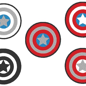 Shield: Captain America - Digital Embroidery - 4&quot;x4&quot;