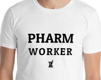 Pharm Worker t-shirt with RX logo, Pharmacist, Pharmacy Technician, Pharmacy, Medical, Short-Sleeve Unisex T-Shirt