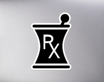 Autocollants sans bulles - Symbole de pharmacie RX, pharmacien, pharmacien, technicien en pharmacie