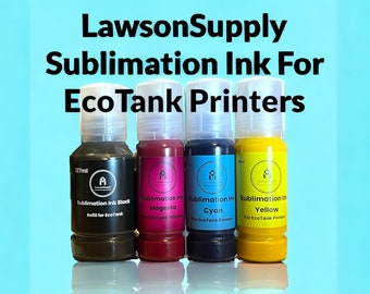 Sublimination Ink set of all colors Black, cyan, yellow, magenta comes in ready to use eco top adapters LawsonSupply brand